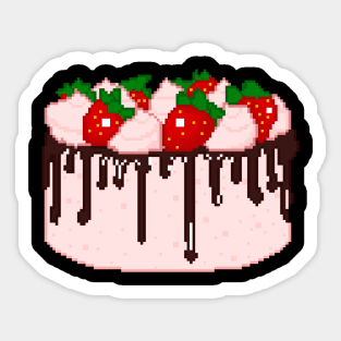 Pixel Pink Cake Sticker